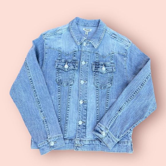 true religion light wash denim jacket - Picture 2 of 6